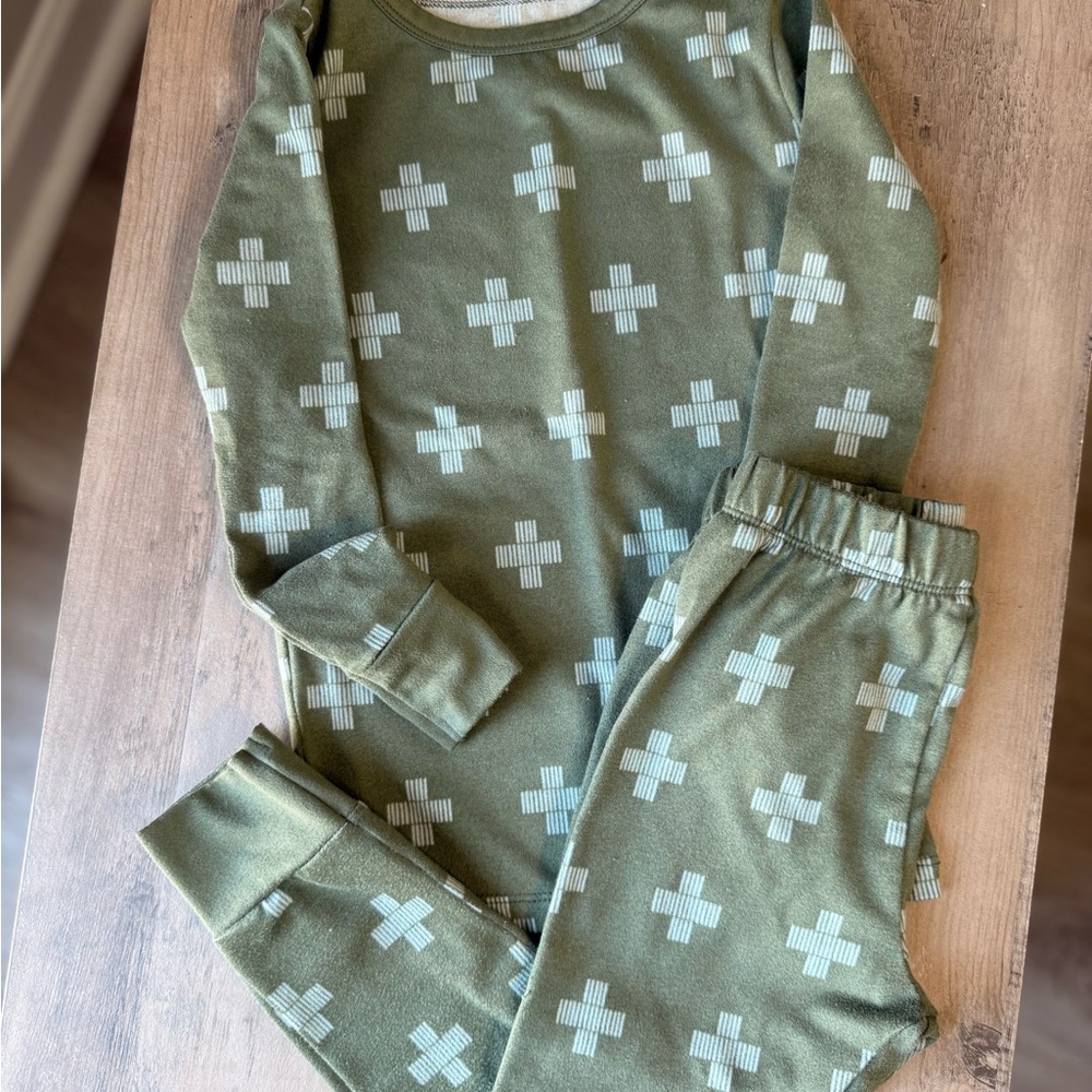 Cloud Island Olive Pajama Set with Plus Pattern